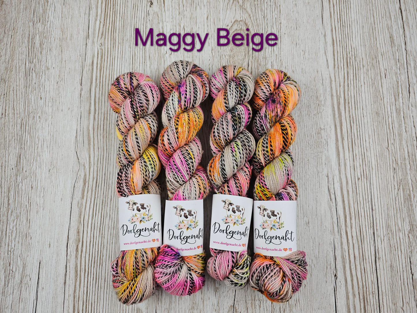 Zebra Wolle handgefärbt, 100g