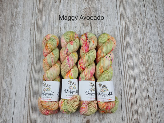 BFL DK, Wolle handgefärbt, 100g, Maggy Avocado