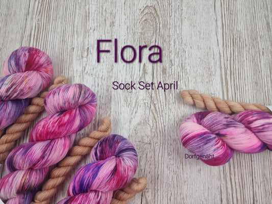 April Sock Set 4 fach Superfine 120g, handgefärbt